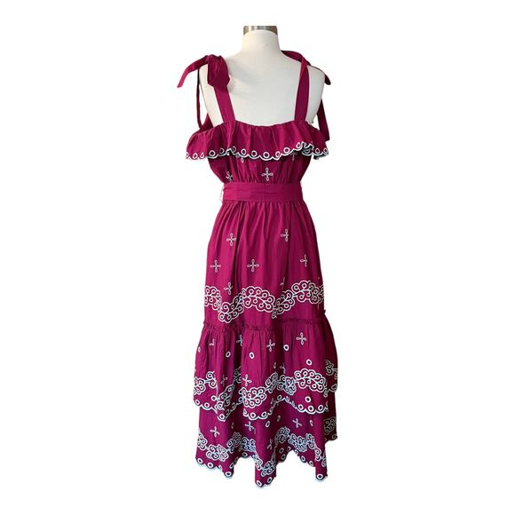 ROBERTA ROLLER RABBIT Peonia Embroidered Eleanor Dress Sleeveless Cotton Large - Picture 3 of 12